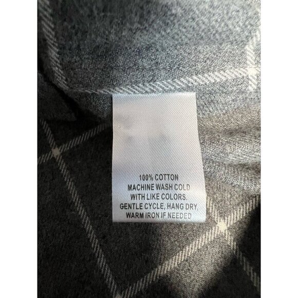 UNTUCKit Windowpane Plaid Flannel Shirt~Size 2~Gray White Soft Cotton Top L14 39 - Picture 9 of 9